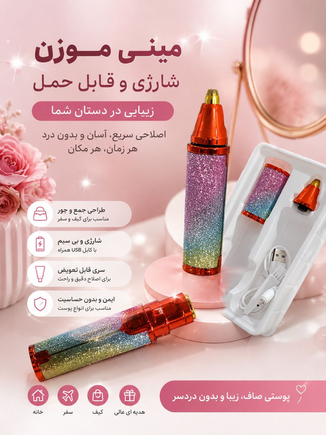 موزن و شیور اکلیلی دوکاره شارژی
